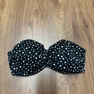 Victoria's Secret Black White Polka Dot Bandeau Twist Front Bikini Top Size 38D